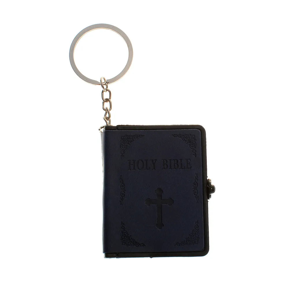 Mini Holy Bible Keychains PU Leather Religious Christian Jesus Cross Keyrings 5.2*6.5*1.5cm Jewelry  Accessories