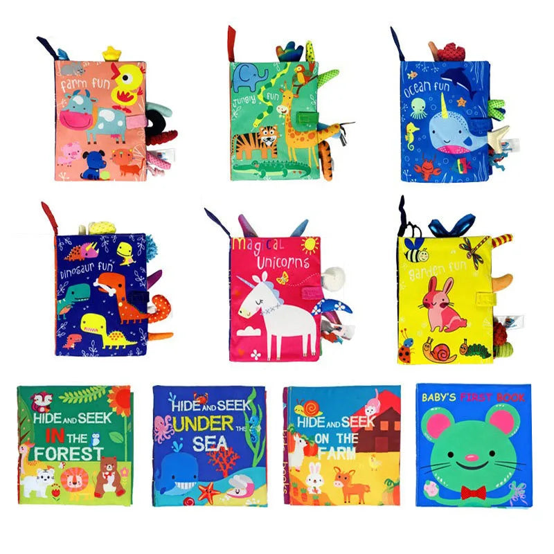 Hot Sale 0-36Month Baby Early Learning Educate Toy Tail Cloth Book Parent-child Interactive Sound Paper Puzzle Cloth Book Rattle