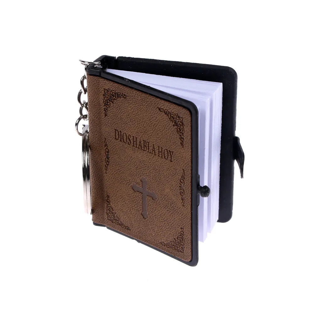 Mini Holy Bible Keychains PU Leather Religious Christian Jesus Cross Keyrings 5.2*6.5*1.5cm Jewelry  Accessories