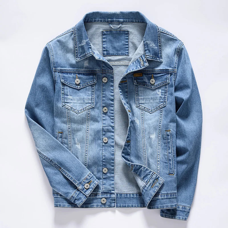 3 Colors Classic Style Men's Vintage Blue Denim Jacket Spring and Autumn New Stretch Cotton Casual Jeans Coat Male Brand Clothes