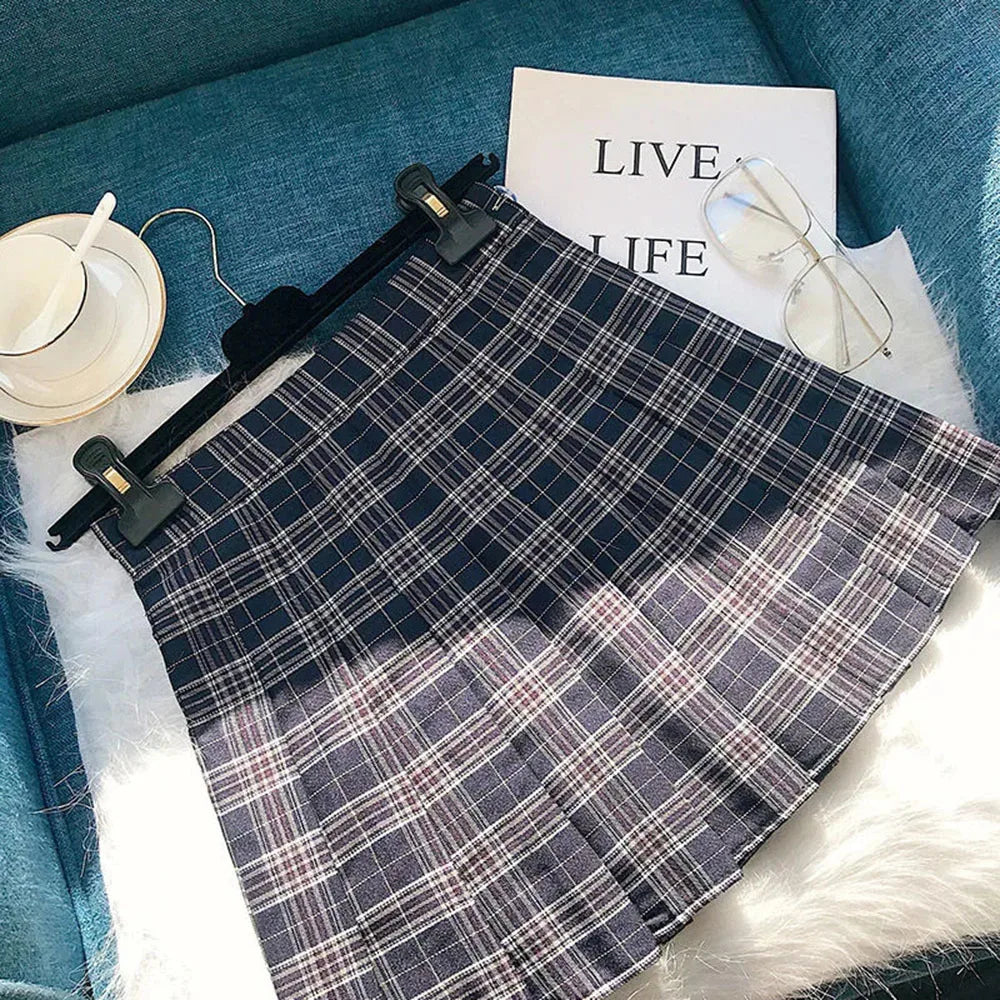 Plaid Pleated Women's Skirt Autumn Winter High Waist A-line Skirt Lady Thick JK Uniform Skirt Girl Sexy Mini Short Skirt 2023New