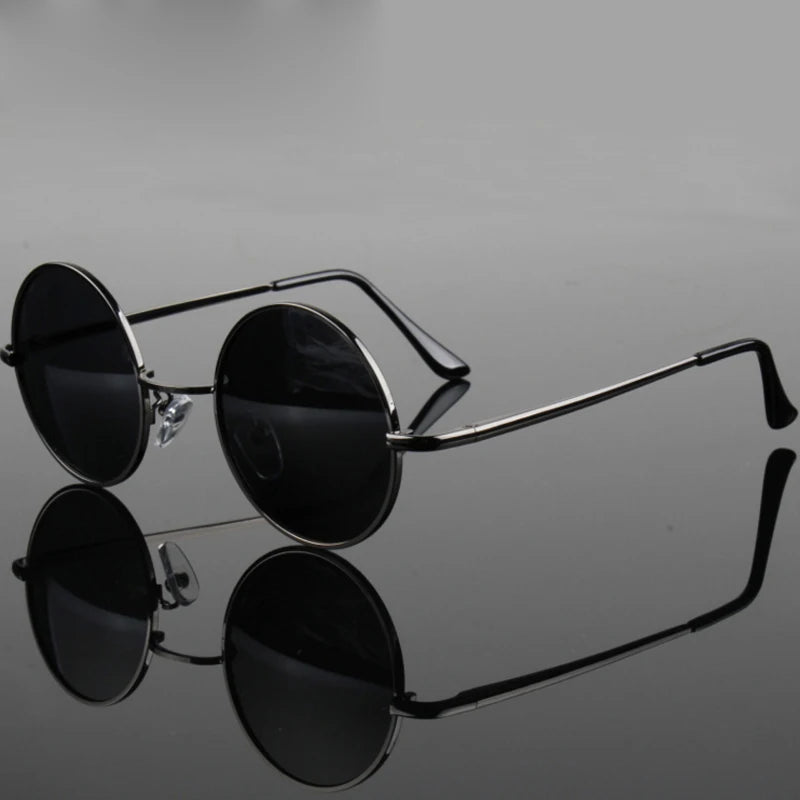 Eco friendlyRetro Vintage Round Polarized Sunglasses Men Brand Designer Sun Glasses Women Alloy Metal Frame Black Lens Eyewear Driving UV400