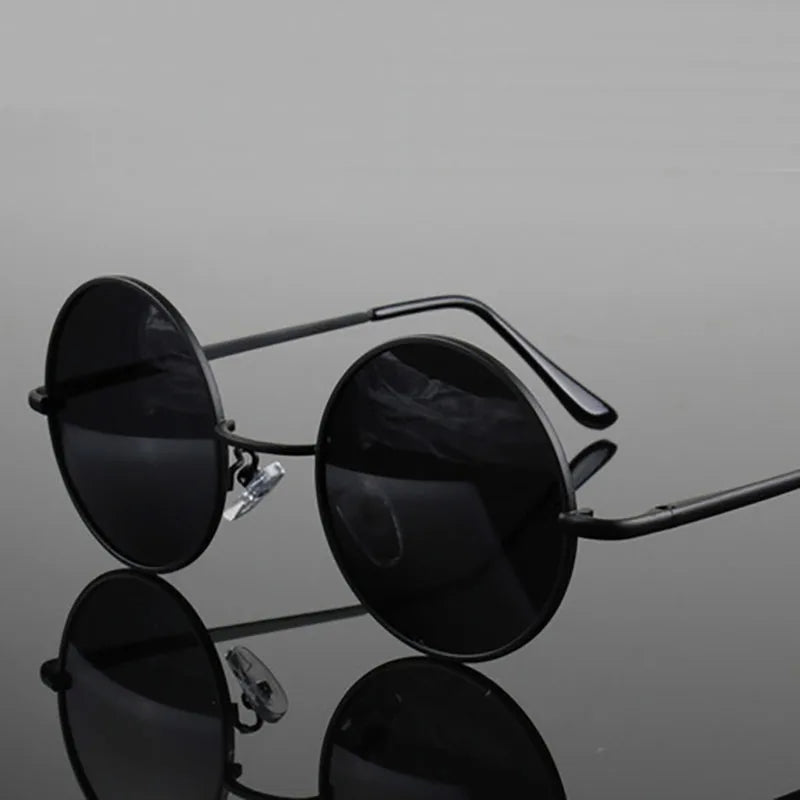 Eco friendlyRetro Vintage Round Polarized Sunglasses Men Brand Designer Sun Glasses Women Alloy Metal Frame Black Lens Eyewear Driving UV400