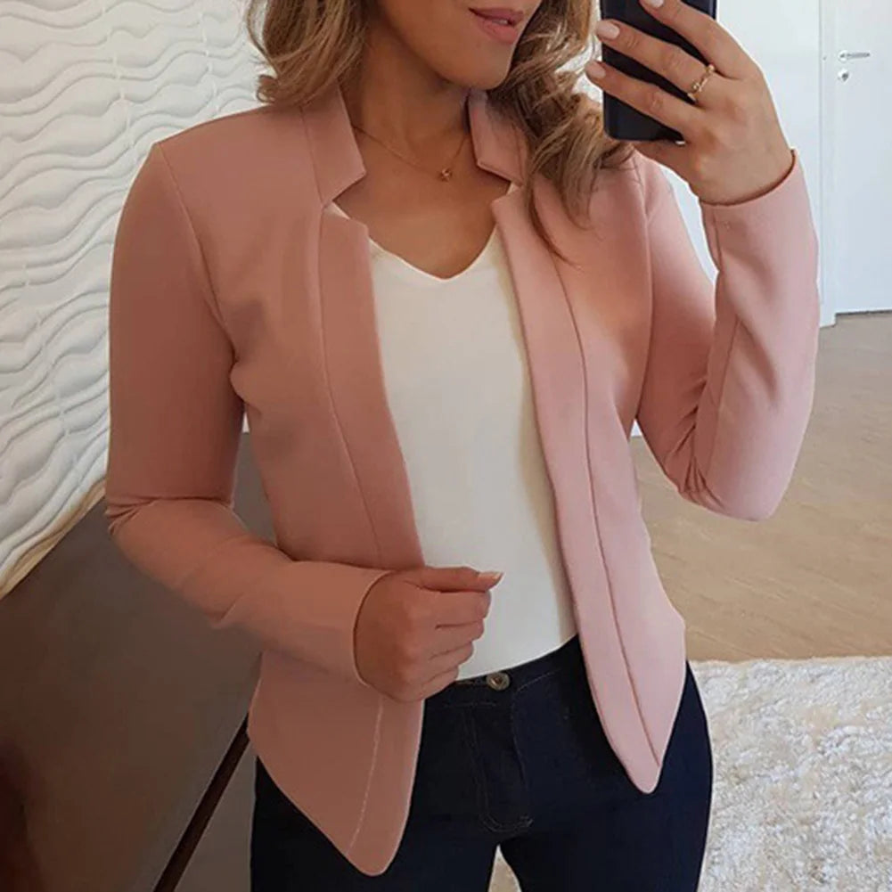 Fall Fashion Women Solid Color Long Sleeve Stand Collar Slims Fit Blazer Coat Women's Clothing Blazers Fashion Long Sleeve Suits