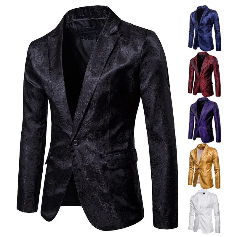 Men Suit Banquet Wedding Suit Party Suit Bar Night Club Blazer Men Tops Bright Suit Paisley Blazer Fashion Men's Suit