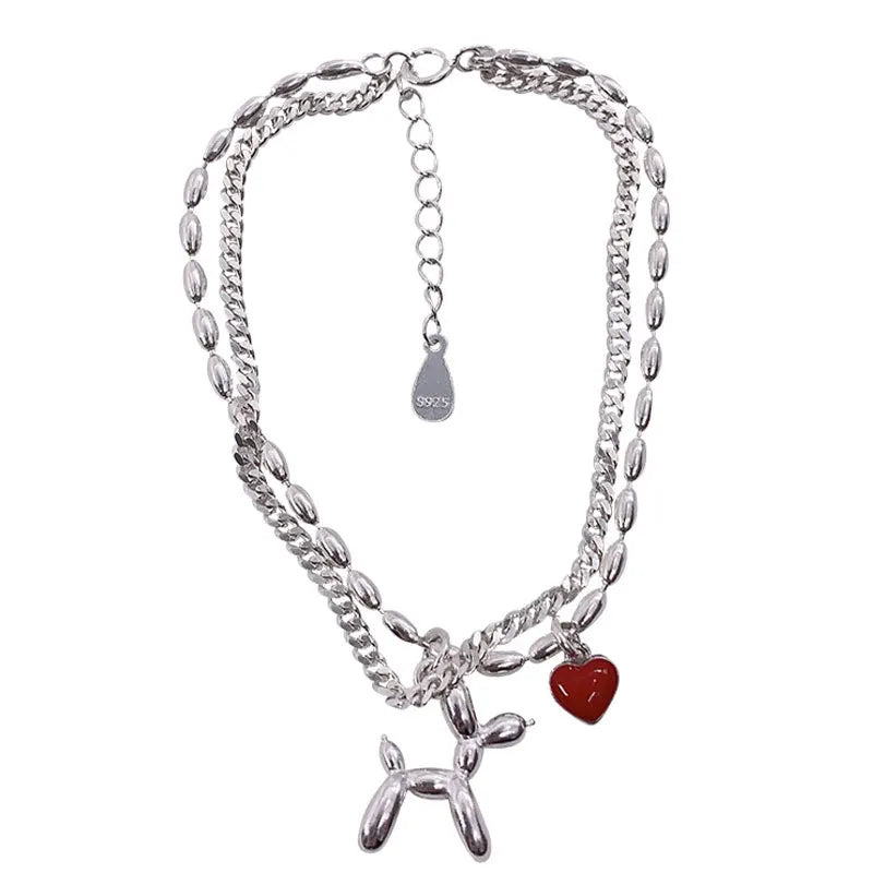 FOXANRY Silver Color Double Layer Chain Bracelets for Women Trendy Elegant Creative LOVE Heart Party Jewelry Lover Gifts