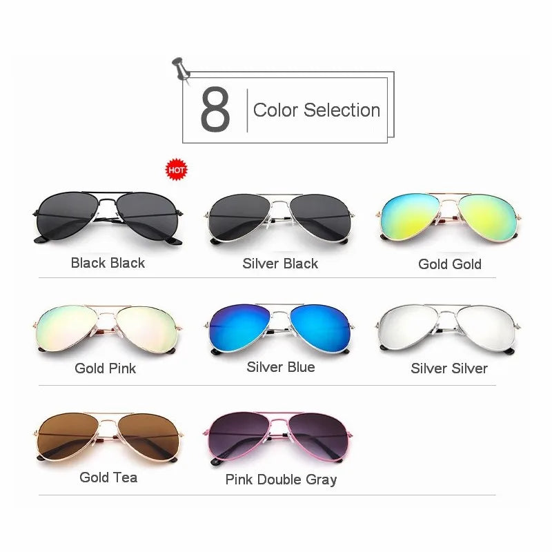 Eco friendlyClassic Aviation sunglasses For Boy And Girl Colorful Mirror Pilot Sun Glasses Children Sunglasses Kids Sunglasses Eyewear