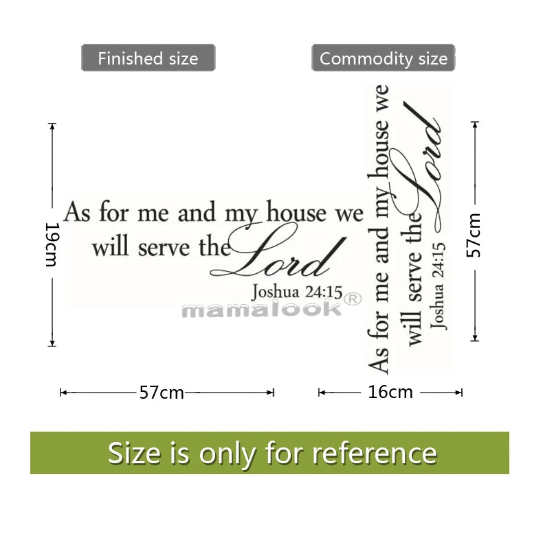 Newest Hot Joshua 24:15 Quote Wall Stickers Bible Verses Lord Decal Removable DIY Room Decor