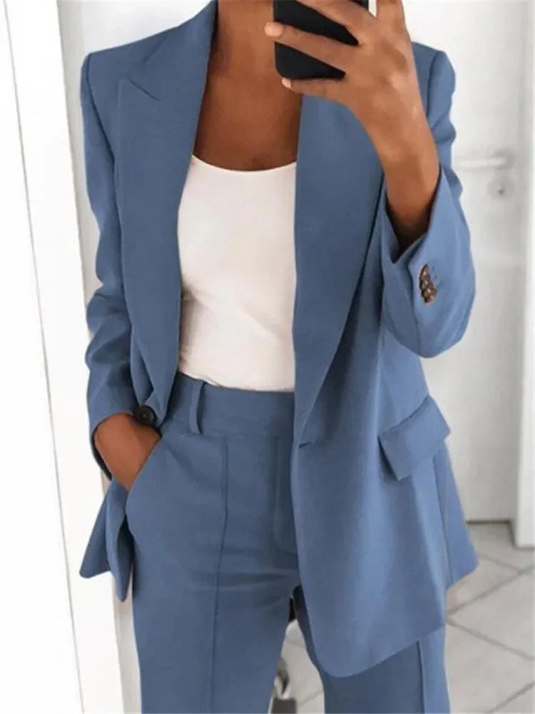 blazer casual long-sleeved top solid color button temperament commuter49408776765775|49408776798543|49408776831311|49408776864079|49408776962383|49408777158991|49408777191759|49408777257295