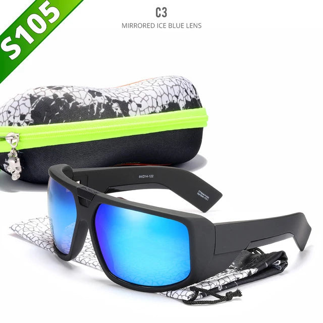 Eco friendlyTOURING Polarized Sunglasses Men UV400 Sport Driving Goggles Mirrored Shield Brand New Shades With Free Case