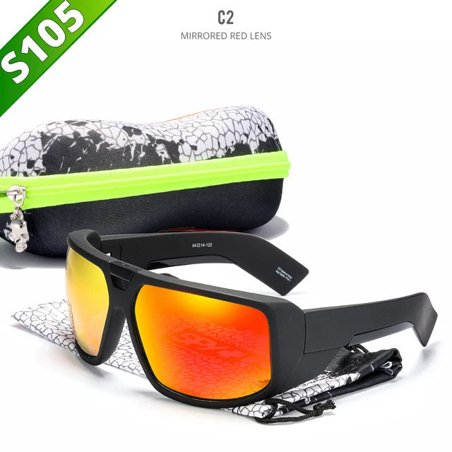 Eco friendlyTOURING Polarized Sunglasses Men UV400 Sport Driving Goggles Mirrored Shield Brand New Shades With Free Case