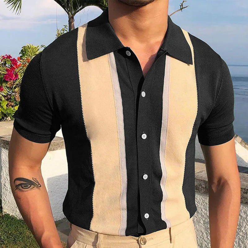 short sleeve polo shirt slim business cardigan streetwear casual tops