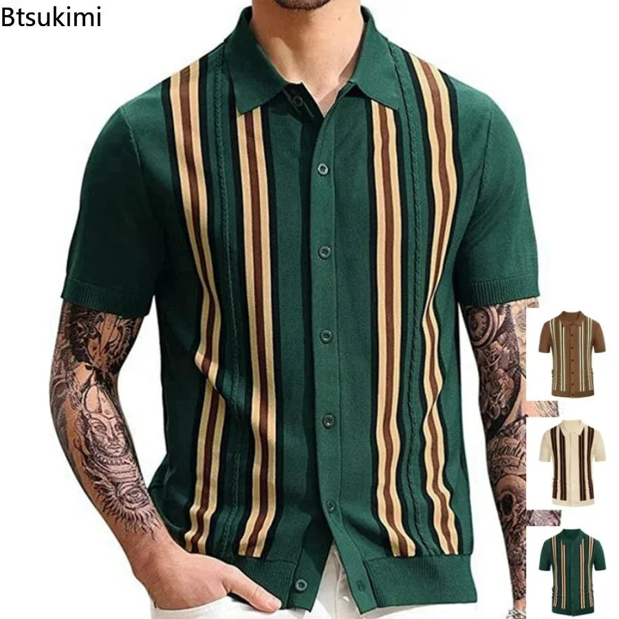 short sleeve polo shirt slim business cardigan streetwear casual tops