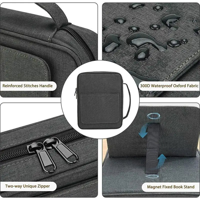 Bible Covers For Men Waterproof Book Carrying Case Travel Bible Case Organizer With Handle For Easy Carrying To Hold Pens