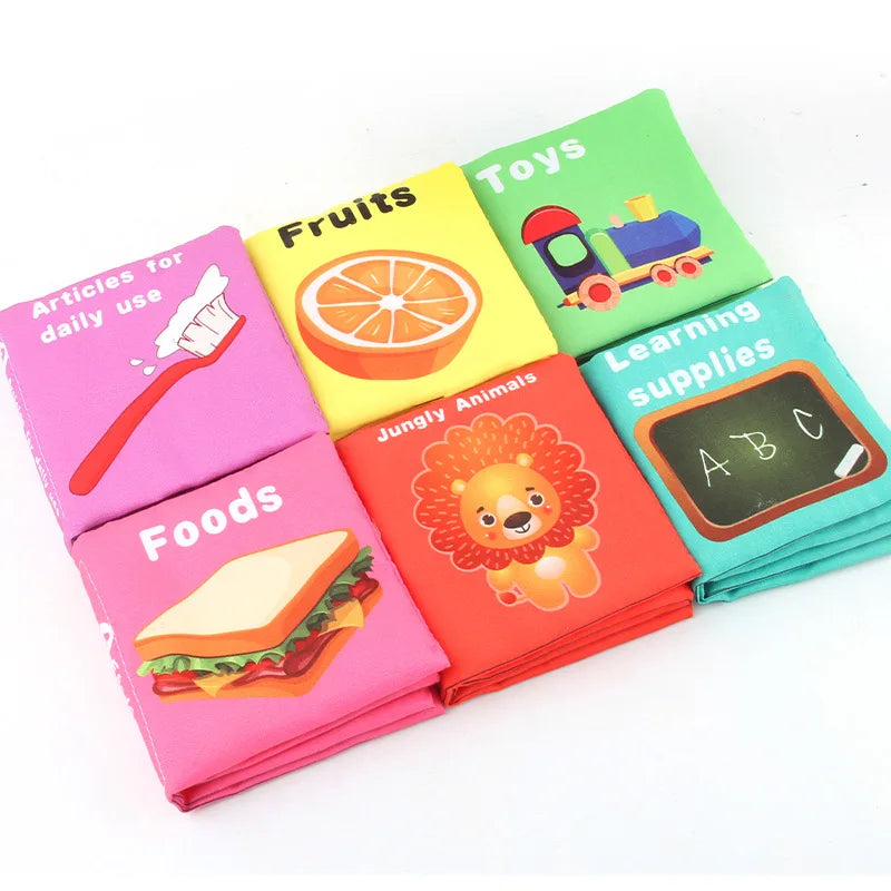 0-12 Months Baby English Palm Three-dimensional Cloth Book Newborn Soft Book Early Childhood Education Baby Cloth Book