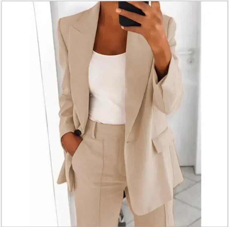 blazer casual long-sleeved top solid color button temperament commuter49408776339791|49408776372559|49408776405327|49408776438095|49408776470863|49408776634703|49408776667471|49408776733007