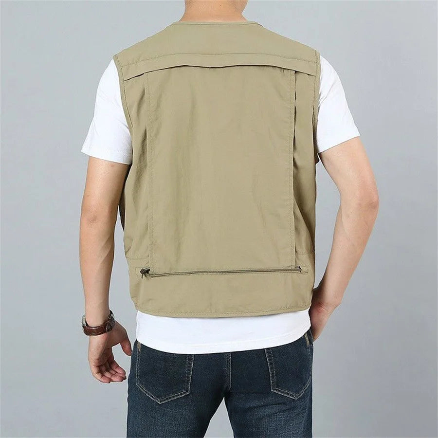 Outdoor Vest Men's Multi-Pocket Loose Workwear Sleeveless Jacket Men Climbing Hiking Fishing Cargo Tool Waistcoat Oversize 6XL