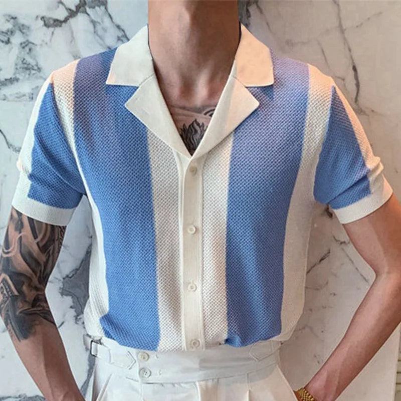 short sleeve polo shirt slim business cardigan streetwear casual tops