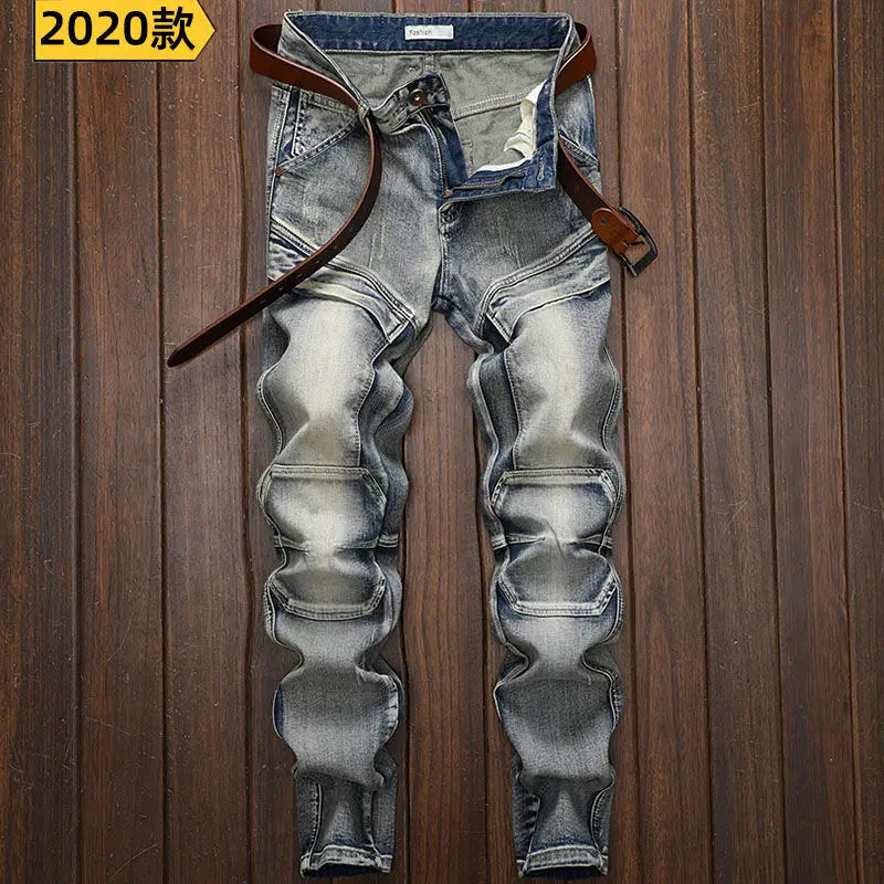 High Quality Denim Jeans Men's 2022 New Men's Wear Retro Straight Motorcycle Biker Designer Cycling Pants Men's Trousers