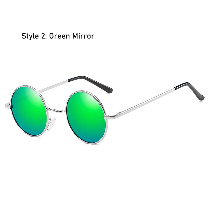 Eco friendlyRetro Vintage Round Polarized Sunglasses Men Brand Designer Sun Glasses Women Alloy Metal Frame Black Lens Eyewear Driving UV400