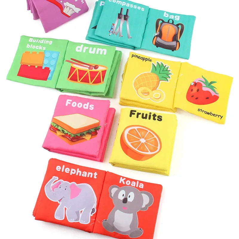 0-12 Months Baby English Palm Three-dimensional Cloth Book Newborn Soft Book Early Childhood Education Baby Cloth Book