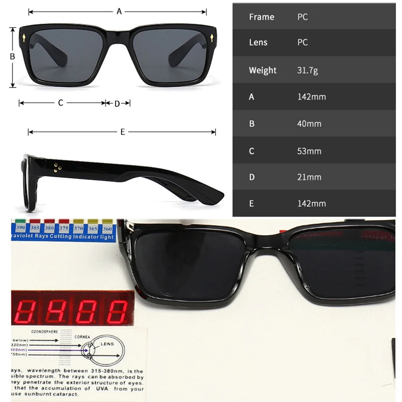 Okulary przeciwsłoneczne SHAUNA Retro Square Rivets damskie modne okulary przeciwsłoneczne Gradient UV400 Trendy męskie okulary przeciwsłoneczne