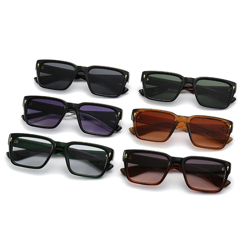 Okulary przeciwsłoneczne SHAUNA Retro Square Rivets damskie modne okulary przeciwsłoneczne Gradient UV400 Trendy męskie okulary przeciwsłoneczne