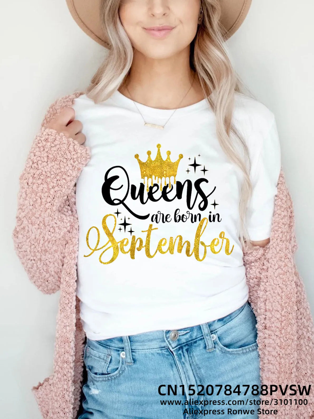 Birthday Queens Are Born in January August December June July February Women Girl Y2K Print T-shirt LadyTees Tops