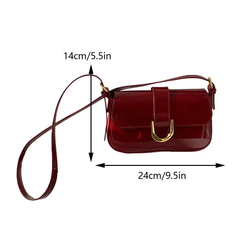 Women Flap Satchel Bag Retro Patent Leather Shoulder Bag Fashion Messenger Bag Luxury Flap Crossbody Bag Girl Stylish Purse Tote