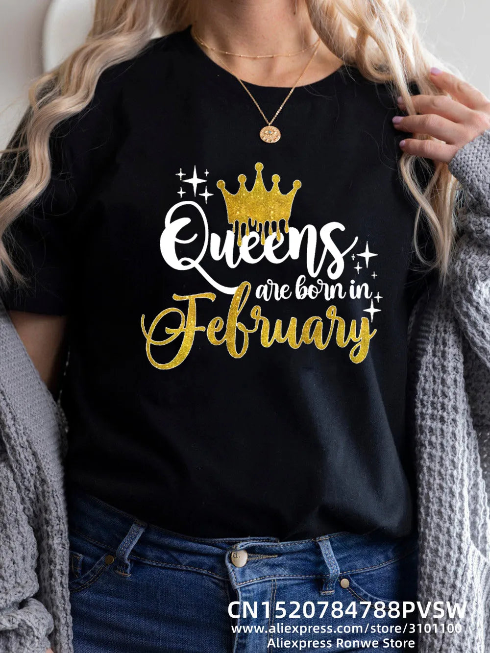 Birthday Queens Are Born in January August December June July February Women Girl Y2K Print T-shirt LadyTees Tops