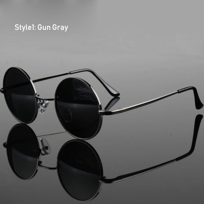 Eco friendlyRetro Vintage Round Polarized Sunglasses Men Brand Designer Sun Glasses Women Alloy Metal Frame Black Lens Eyewear Driving UV400