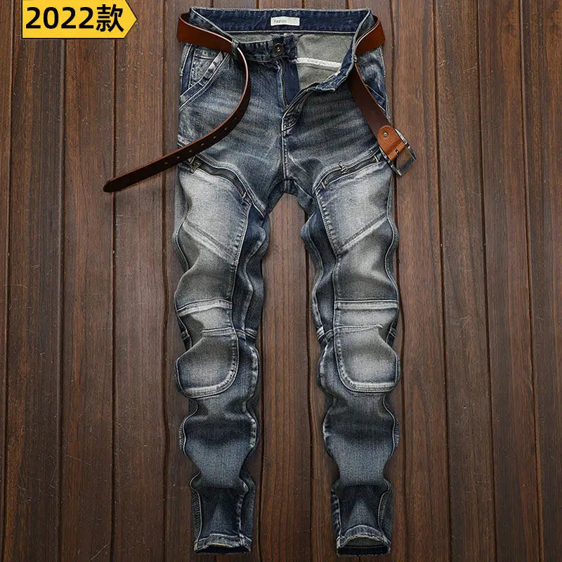 High Quality Denim Jeans Men's 2022 New Men's Wear Retro Straight Motorcycle Biker Designer Cycling Pants Men's Trousers