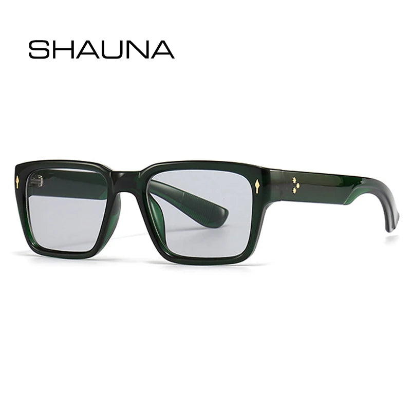 Okulary przeciwsłoneczne SHAUNA Retro Square Rivets damskie modne okulary przeciwsłoneczne Gradient UV400 Trendy męskie okulary przeciwsłoneczne