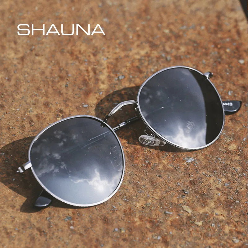 Eco friendlySHAUNA Classic Women Round Polarized Sunglasses Retro Men Ocean Film Glasses UV400