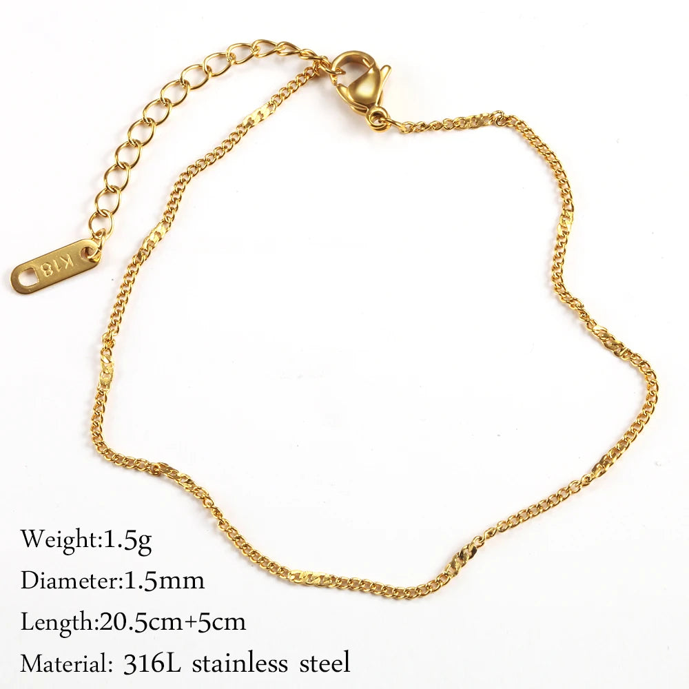 Stainless Steel Delicate Anklet for Women Gold Color Chain Anklet Bracelets on The Leg Do Not Fade Anklet Jewelry Women