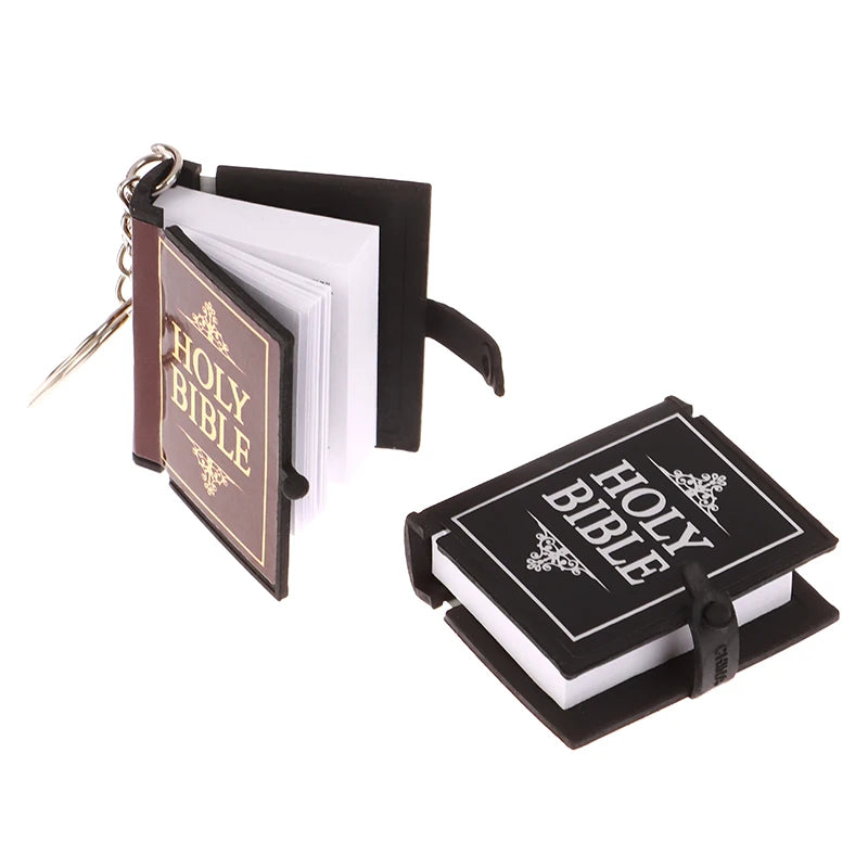 Mini Bible Keychain Book Pendant Key Chain Car Key School Bag Decoration Accessories English Cross Religious Keyring