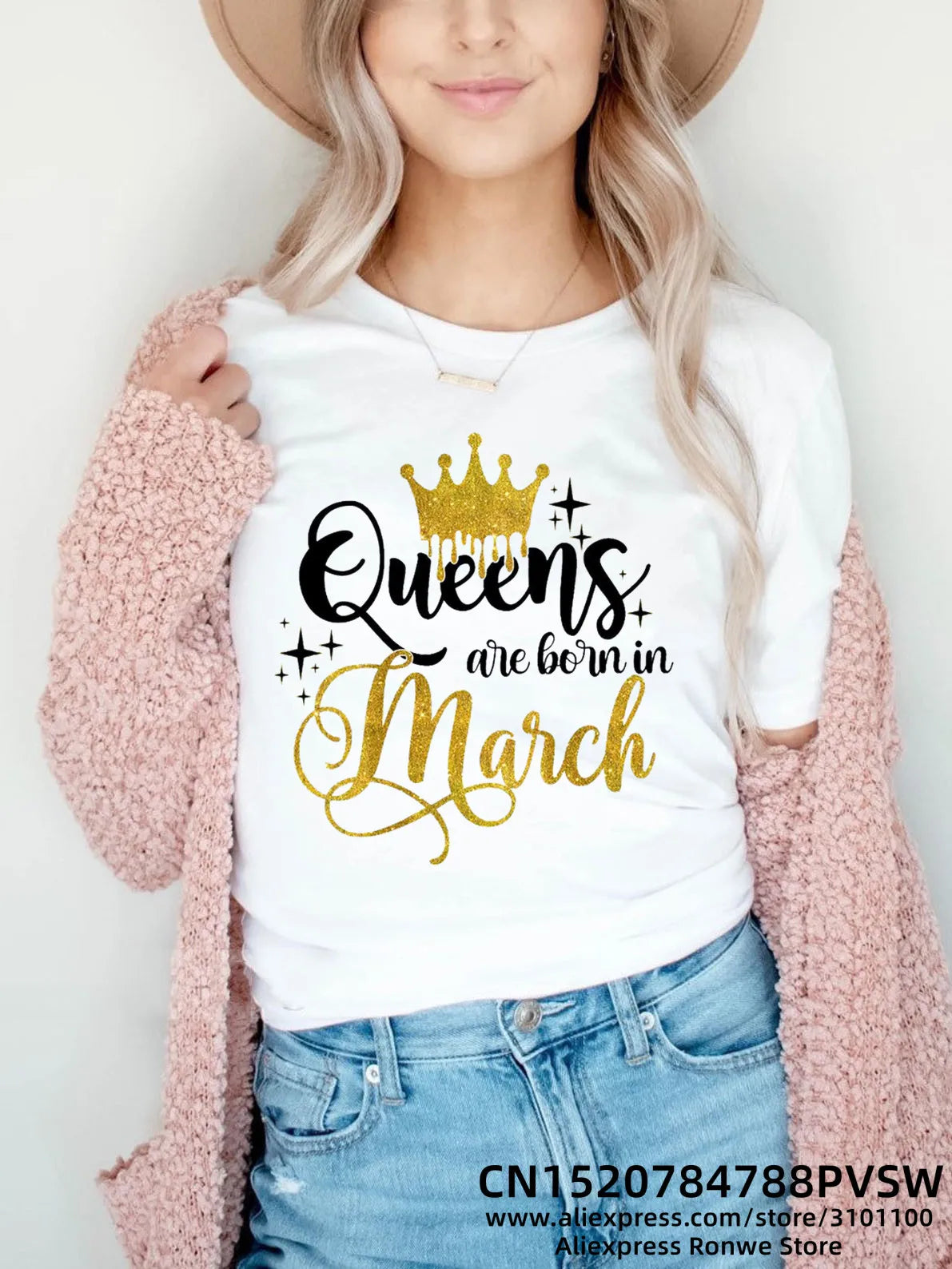 Birthday Queens Are Born in January August December June July February Women Girl Y2K Print T-shirt LadyTees Tops