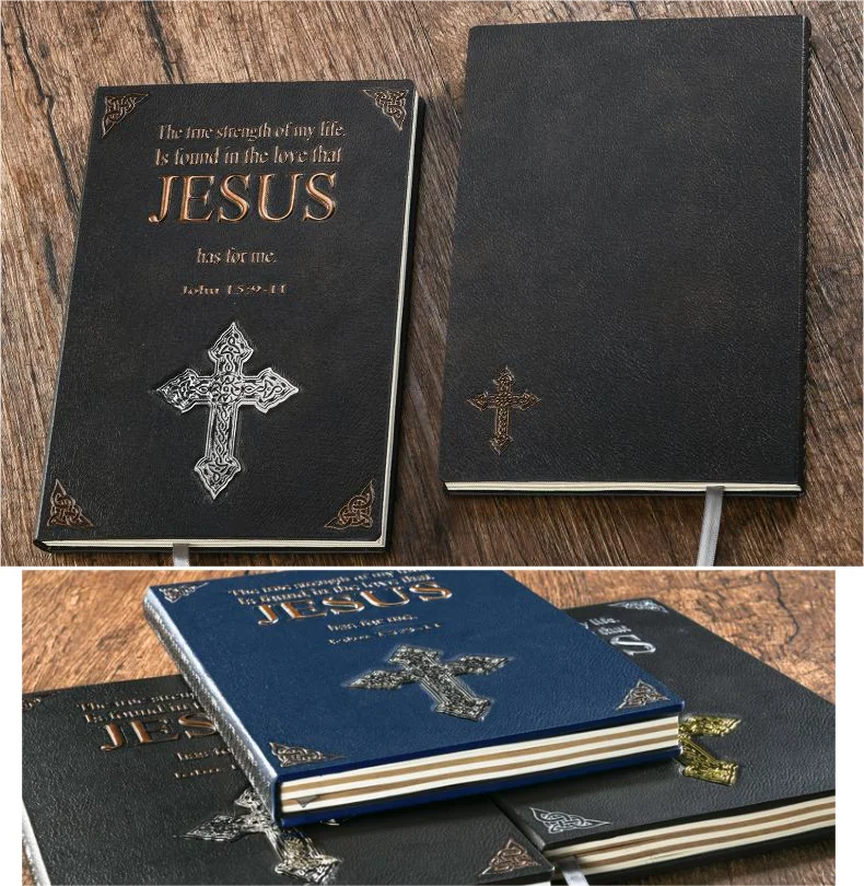 Jesus Diary A5 Vintage Notebook 3D Leather Embossed Cross Notepad Bible Note Book Travel Planner Log Writing Stationery Supplies