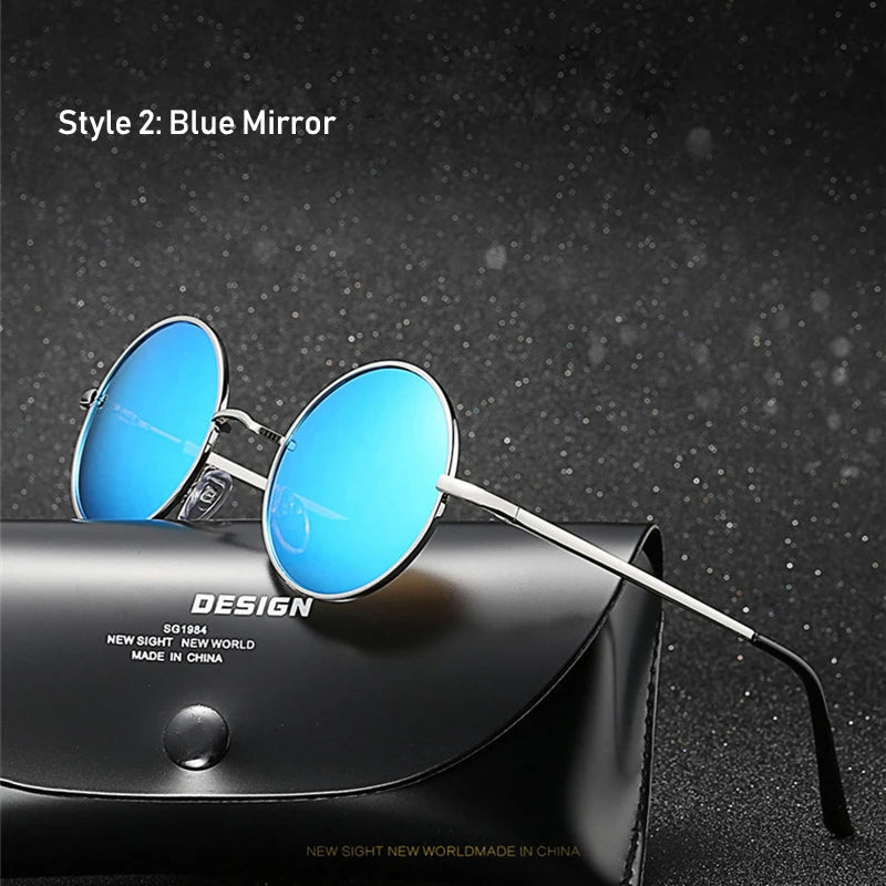 Eco friendlyRetro Vintage Round Polarized Sunglasses Men Brand Designer Sun Glasses Women Alloy Metal Frame Black Lens Eyewear Driving UV400