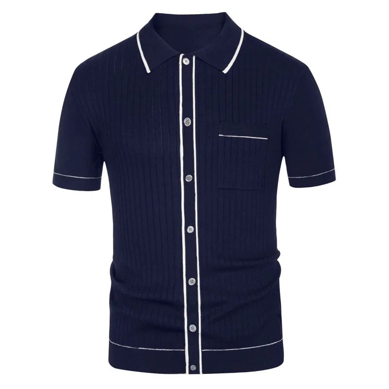 short sleeve polo shirt slim business cardigan streetwear casual tops