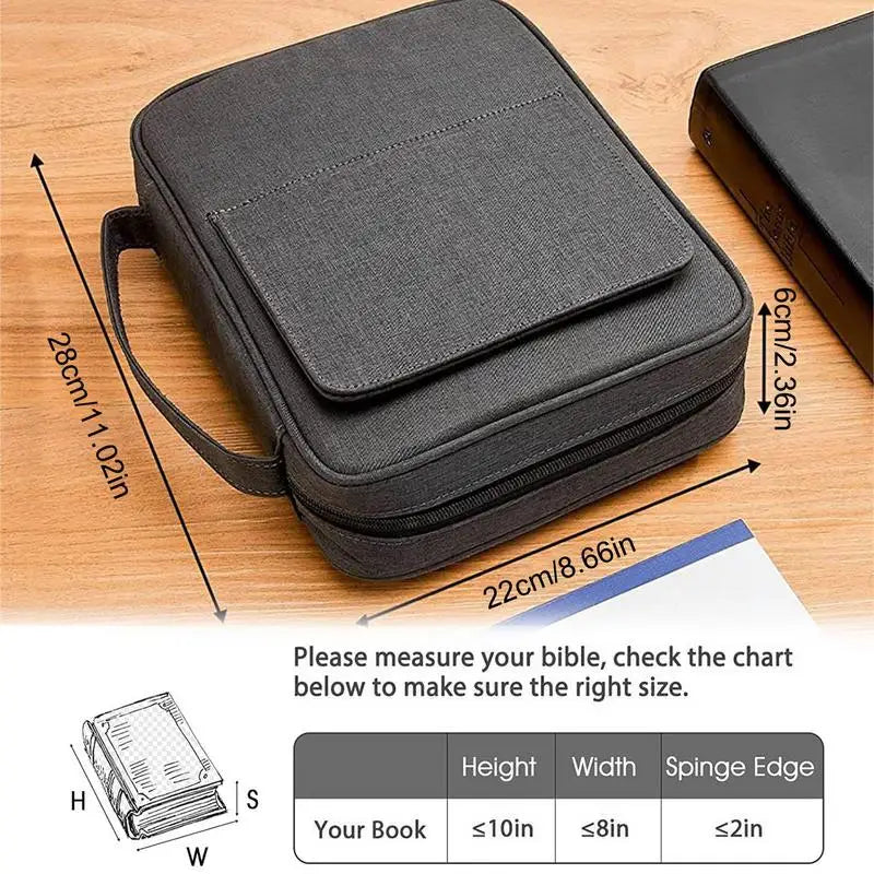 Bible Covers For Men Waterproof Book Carrying Case Travel Bible Case Organizer With Handle For Easy Carrying To Hold Pens