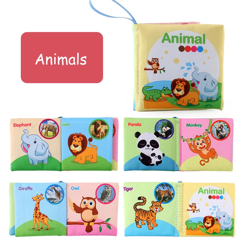 Baby Soft Cloth Book for Newborns 0-12 Months 3D Book Animal Family Cognitive Montessori Early Educational Toys for Kids Gift