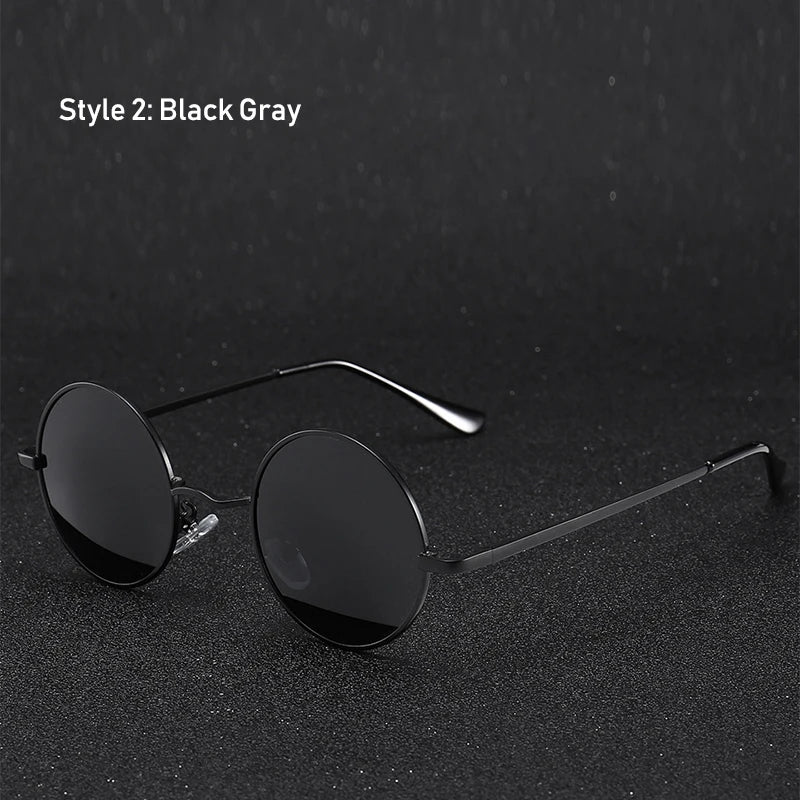 Eco friendlyRetro Vintage Round Polarized Sunglasses Men Brand Designer Sun Glasses Women Alloy Metal Frame Black Lens Eyewear Driving UV400