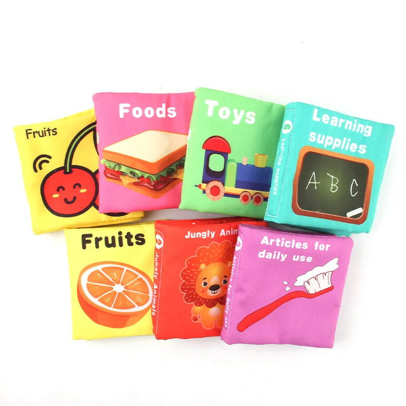 0-12 Months Baby English Palm Three-dimensional Cloth Book Newborn Soft Book Early Childhood Education Baby Cloth Book