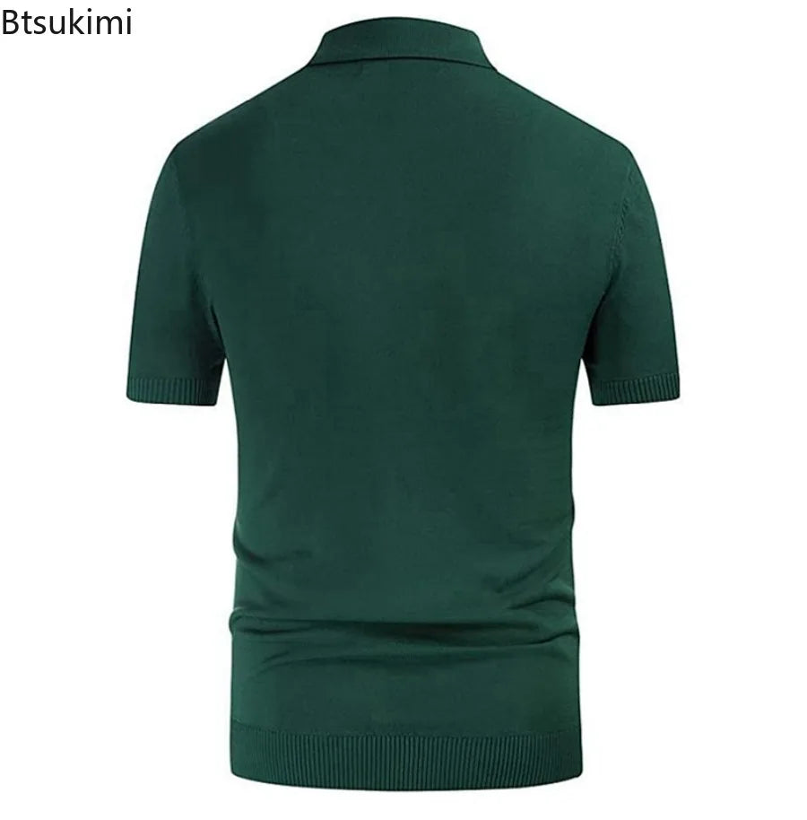 short sleeve polo shirt slim business cardigan streetwear casual tops