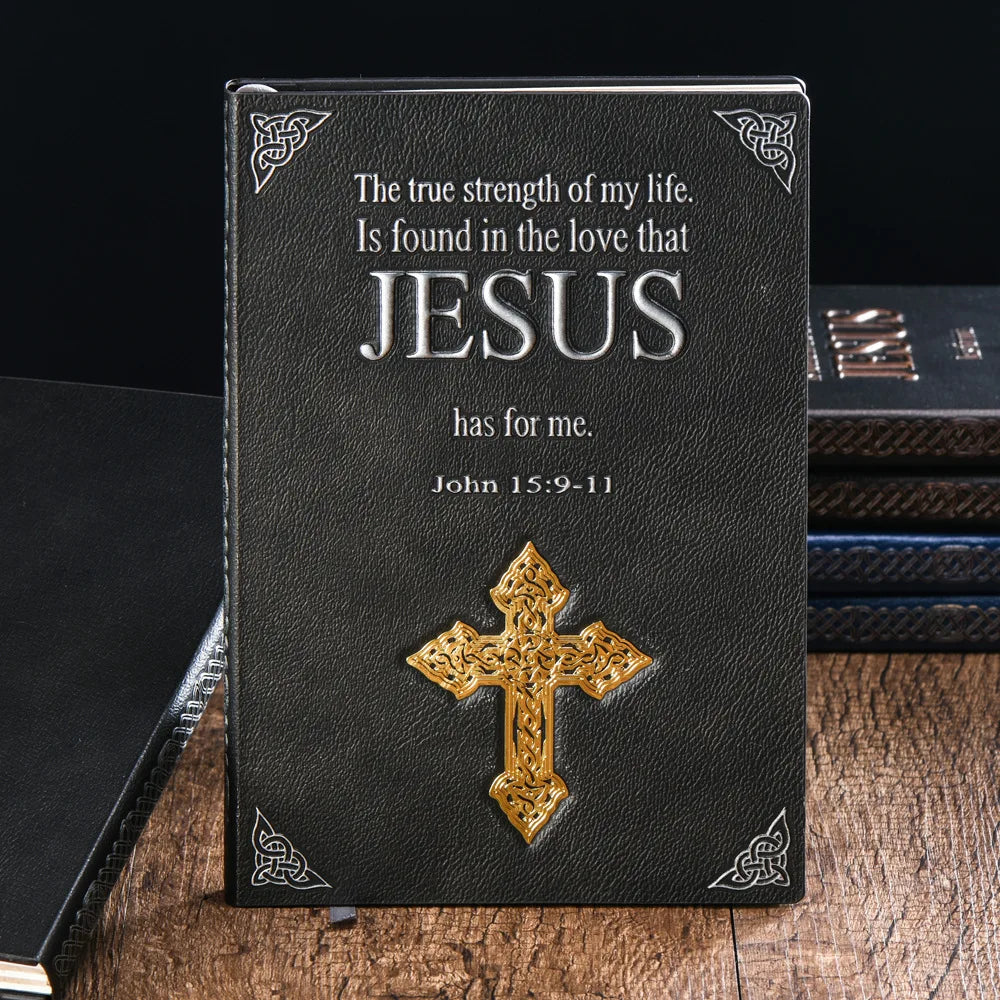 Jesus Diary A5 Vintage Notebook 3D Leather Embossed Cross Notepad Bible Note Book Travel Planner Log Writing Stationery Supplies