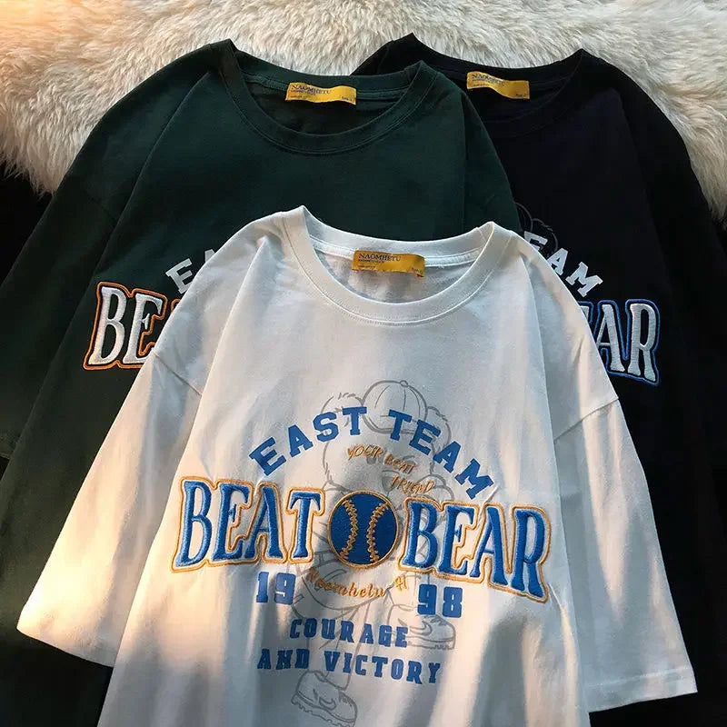 Little bear Short sleeved t-shirt women summer 2024 new Korean version loose student top ins women clothing vintage y2k top