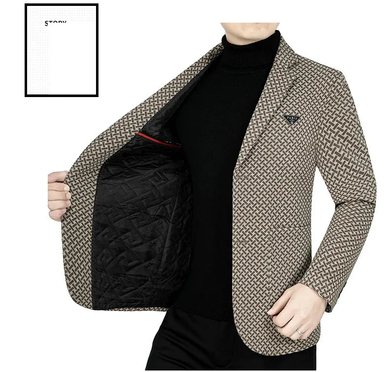 Men Business Blazers Jackets New Male Checkered Casual Suits Coats High Quality Man Spring Slim Blazers Jackets Coats Size 4XL