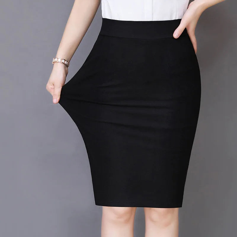 Office Lady Fashion Midi Black Split Skirts Spring Summer Temperament Koreon Streetwear Women Casual High Waist Slim Sexy Skirt