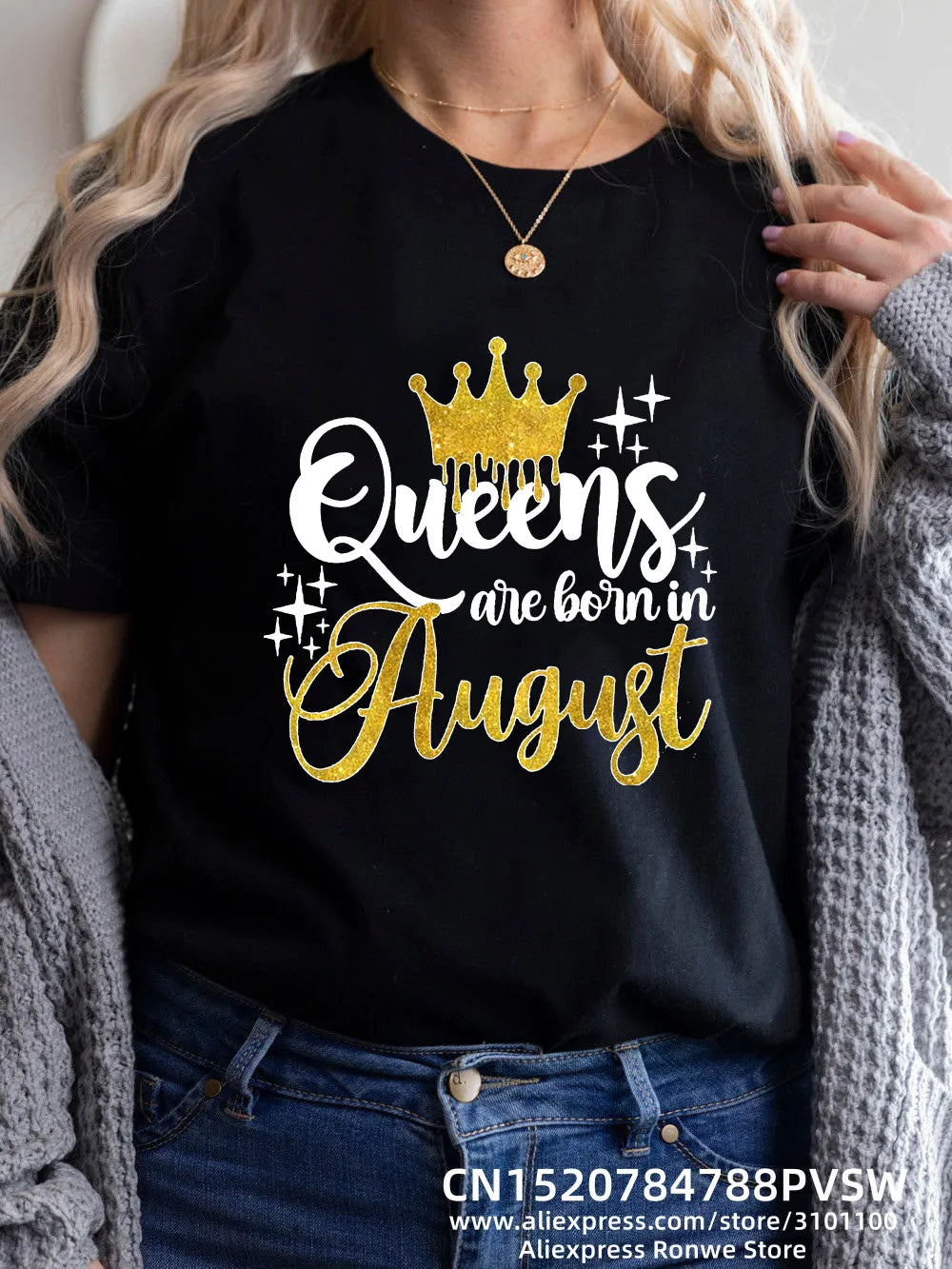 Birthday Queens Are Born in January August December June July February Women Girl Y2K Print T-shirt LadyTees Tops